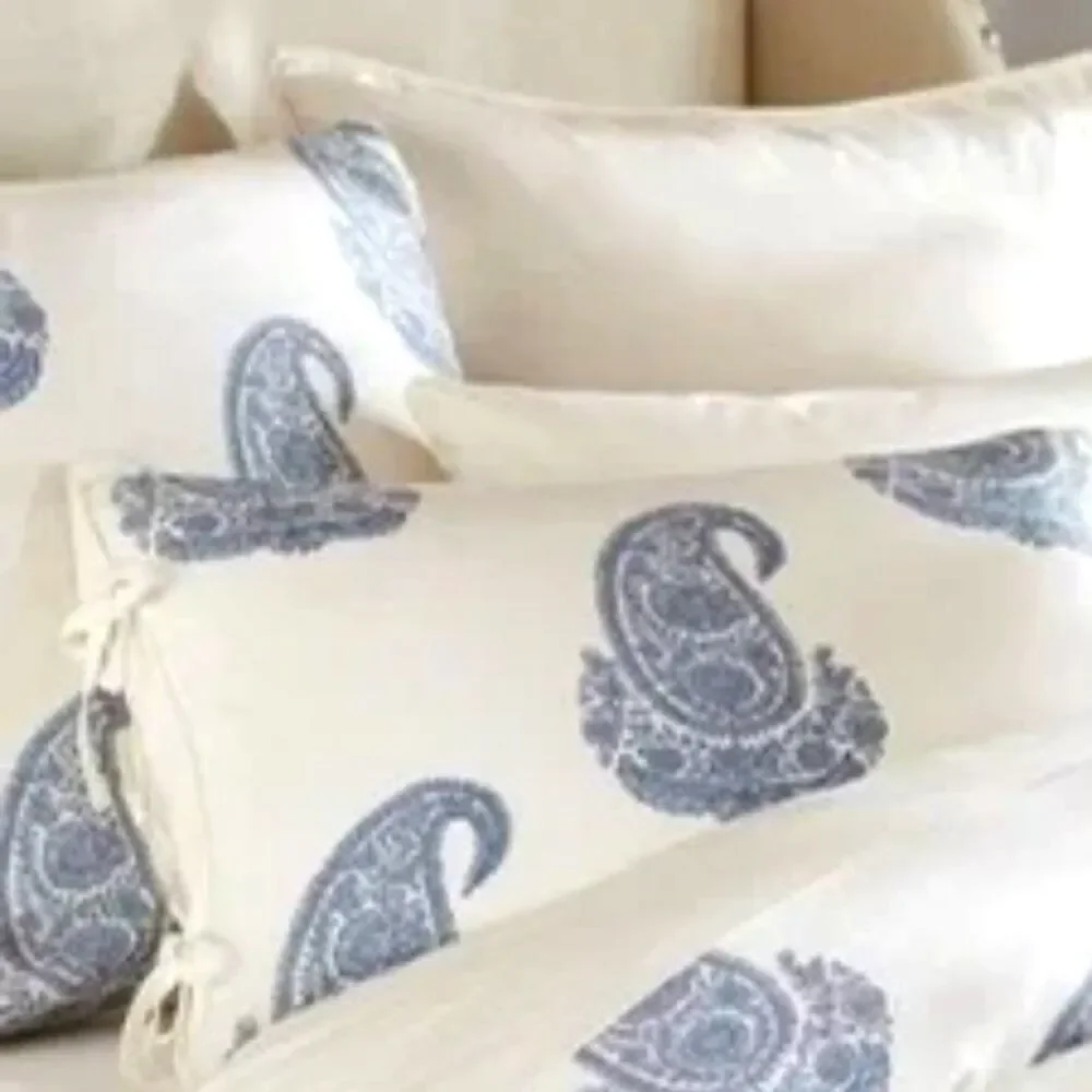 POTTERY BARN Rayna Pillow Covers with Ties Linen Cotton Paisley Design STANDARD
